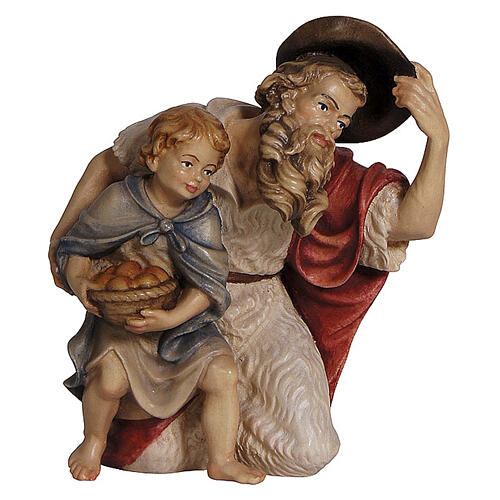 Pastore inginocchiato legno colorato presepe Heimatland 12 cm Val Gardena 1