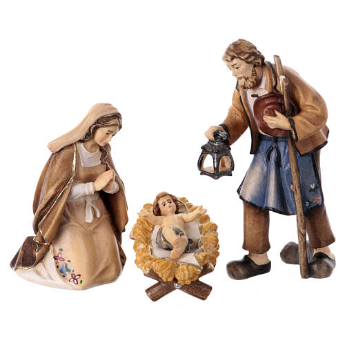 Holy Family set colored wood Heimatland nativity scene 9.5 cm Val Gardena 1