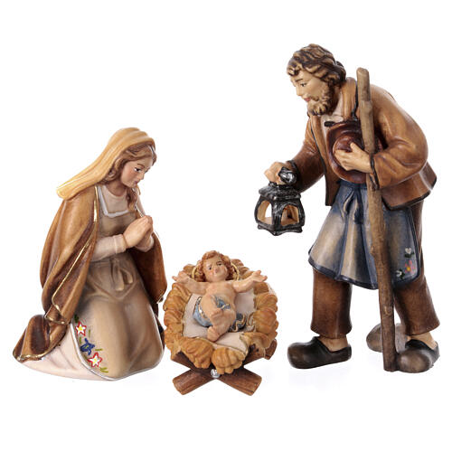 Heilige Familie, Set, 3 Figuren, rustikale Wiege, Holz coloriert, für 12 cm Heimatland-Krippe, Grödner Kunsthandwerk 1