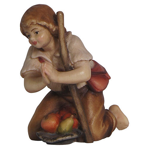Bambino inginocchiato legno dipinto presepe Heimatland 9,5 cm Val Gardena 1