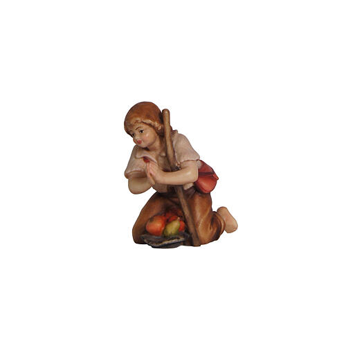 Kneeling child painted wood Heimatland nativity scene 9.5 cm Val Gardena 1