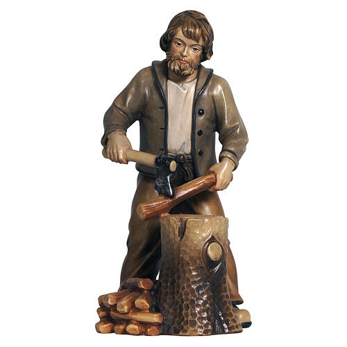 Lumberjack 9.5 cm colored wooden nativity scene Heimatland Val Gardena 1