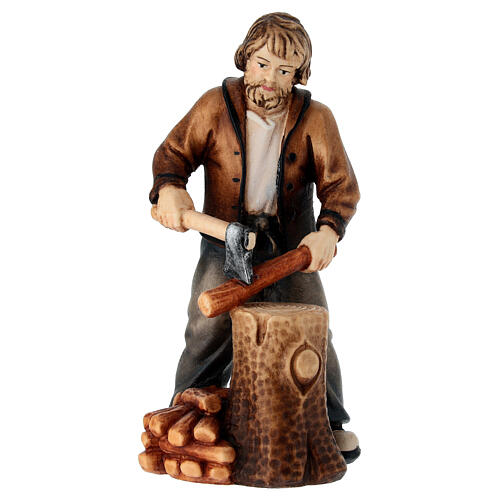 Boscaiolo legno dipinto presepe Heimatland 12 cm Val Gardena 1