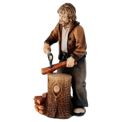 Boscaiolo legno dipinto presepe Heimatland 12 cm Val Gardena 2