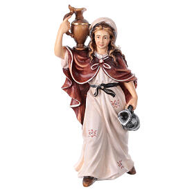 Woman with jug figurine Heimatland nativity scene 9.5 cm Val Gardena wood