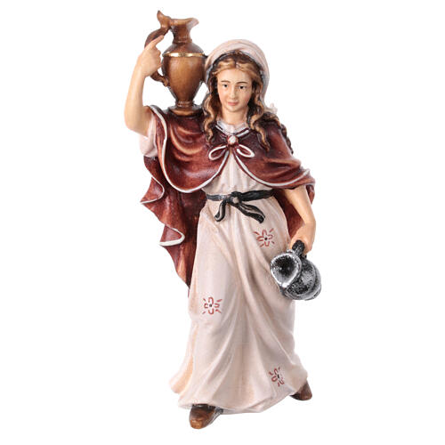 Woman with jug figurine Heimatland nativity scene 9.5 cm Val Gardena wood 1