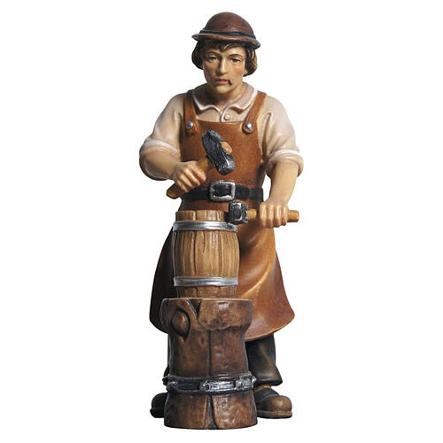 Cooper, painted wooden character for 12 cm Heimatland Nativity Scene of the Val Gardena 1