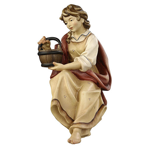 Pastor fuente de madera pintada belén Heimatland 9,5 cm Val Gardena 1