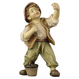Bambino con secchio presepe Heimatland 9,5 cm Val Gardena legno colorato 