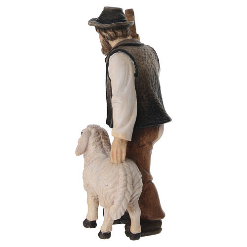 Wooden shepherd figurine with sheep Heimatland nativity scene 9.5 cm Val Gardena 3