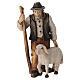 Wooden shepherd figurine with sheep Heimatland nativity scene 9.5 cm Val Gardena s1