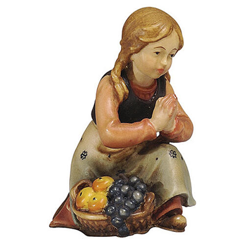 Mädchen kniend, Holz coloriert, für 12 cm Heimatland-Krippe, Grödner Kunsthandwerk 1