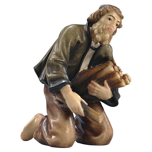 Hirte kniend am Lagerfeuer, Holz coloriert, für 12 cm Heimatland-Krippe, Grödner Kunsthandwerk 1