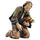Pastor de joelhos com lenha madeira colorida presépio Heimatland 12 cm Val Gardena s1