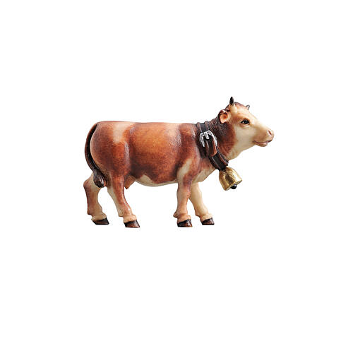 Vaca cabeza hacia adelante para belén 9,5 cm madera pintada Heimatland Val Gardena 1