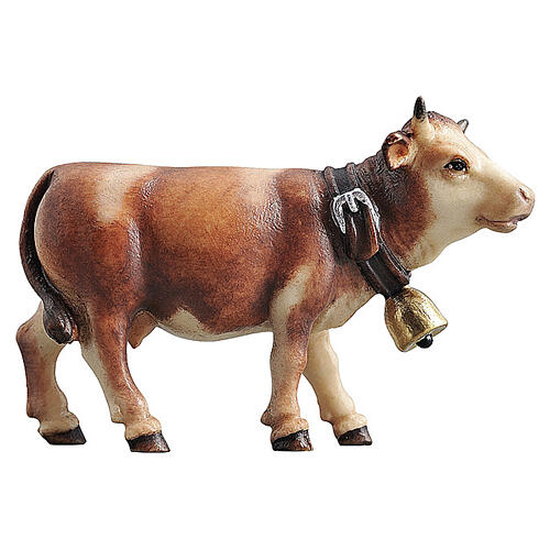Mucca testa in avanti 12 cm presepe Heimatland legno colorato Val Gardena 1