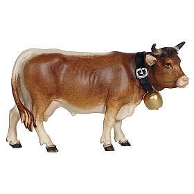 Mucca testa a destra presepe 12 cm legno dipinto Heimatland Val Gardena