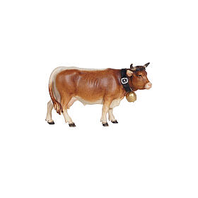 Vaca, cabaça para a direita, para presépio de 12 cm de madeira pintada Heimatland Val Gardena