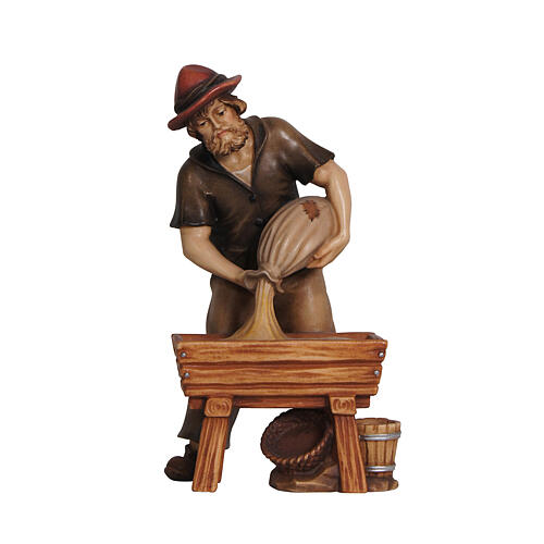 Pastore con mangiatoia in legno dipinto presepe 9,5 cm Heimatland Val Gardena 2