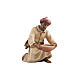Camel driver on his knees with a water bowl, painted wood character for 9.5 cm Heimatland Nativity Scene, Val Gardena s2