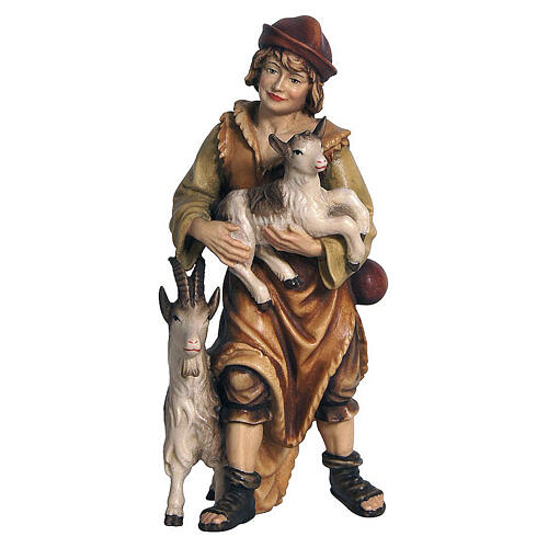 Hirte mit 2 Ziegen, Holz coloriert, für 9,5 cm Heimatland-Krippe, Grödner Kunsthandwerk 1