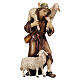 Shepherd with sheeps, painted wood character for 9.5 cm Heimatland Nativity Scene, Val Gardena s1