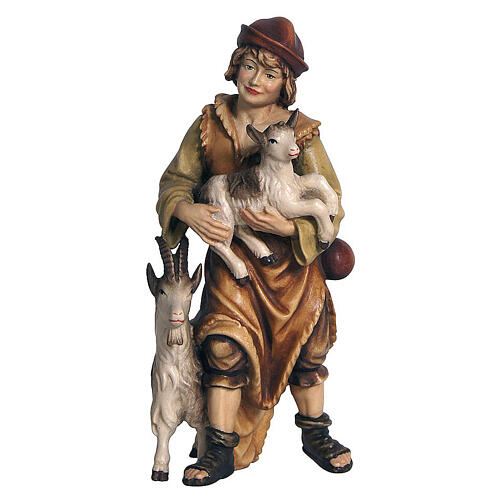 Hirte mit 2 Ziegen, Holz coloriert, für 12 cm Heimatland-Krippe, Grödner Kunsthandwerk 1
