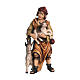 Shepherd with 2 goats, painted wood figurine, Val Gardena 12 cm Heimatland Nativity Scene s2