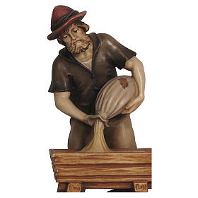 Pastor con comedero belén 12 cm madera pintada Heimatland Val Gardena