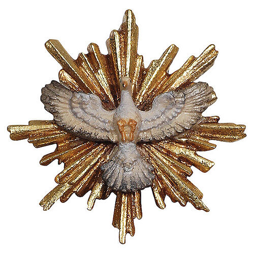 Taube mit Strahlenkranz, Holz coloriert, für 9,5 cm Heimatland-Krippe, Grödner Kunsthandwerk 1