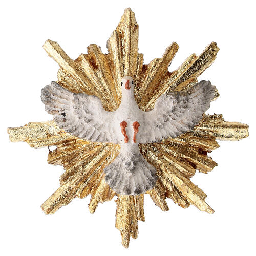 Taube mit Strahlenkranz, Holz coloriert, für 12 cm Heimatland-Krippe, Grödner Kunsthandwerk 1