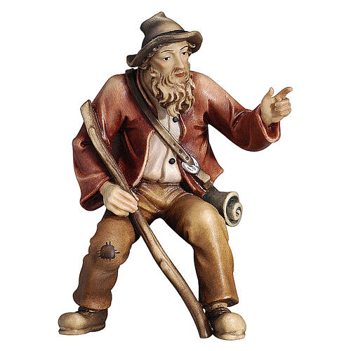 Hirte sitzend hinweisend, Holz coloriert, für 9,5 cm Heimatland-Krippe, Grödner Kunsthandwerk 1