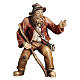 Shepherd sitting pointing 9.5 cm painted wooden nativity scene Heimatland Val Gardena s1