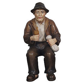 Abuelo con pipa 12 cm belén madera pintada Heimatland Val Gardena