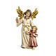Guardian angel with child painted wood 9.5 cm Heimatland Val Gardena nativity scene s1