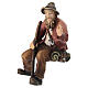 Pastore seduto indicando presepe legno dipinto 12 cm Heimatland Val Gardena  s3