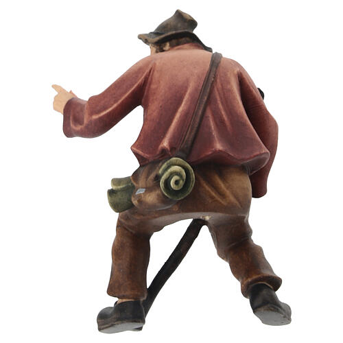 Shepherd sitting and pointing painted wooden nativity scene 12 cm Heimatland Val Gardena 4