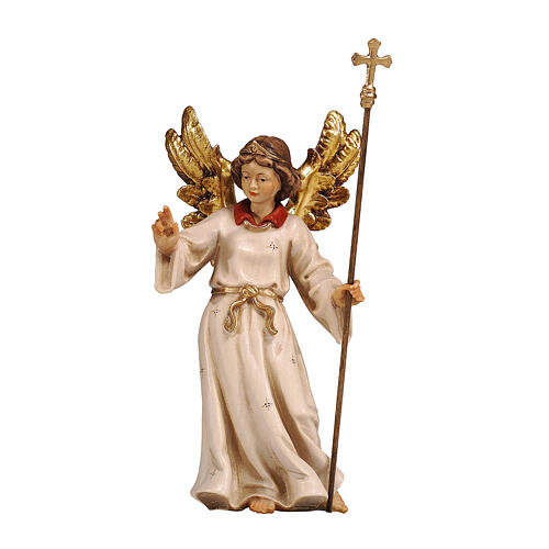 Announcing angel 12 cm painted wood nativity scene Heimatland Val Gardena 1