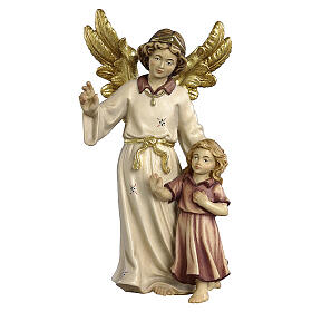 Ángel de la Guarda con niño belén 12 cm Heimatland madera pintada Val Gardena