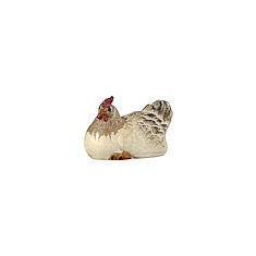 Poule assise 9,5 cm crèche Heimatland bois peint Val Gardena 2