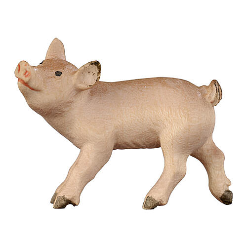 Cerdito de pie belén madera pintada 9,5 cm Heimatland Val Gardena 1