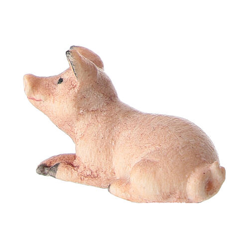 Mała świnka leżąca, drewno malowane, szopka Heimatland 9,5 cm 3