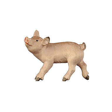 Standing piglet, painted wooden figurine for 12 cm Heimatland Nativity Scene, Val Gardena 1