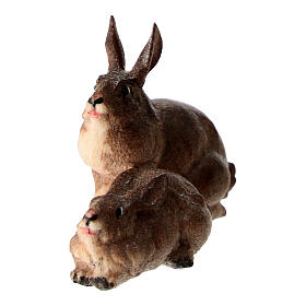 Set of rabbits, animal for 12 cm Heimatland Nativity Scene, Val Gardena painted wood