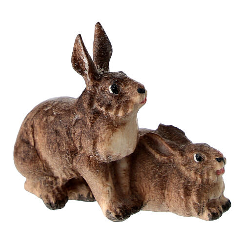 Groupe lapins 12 cm figurine crèche Heimatland bois peint Val Gardena 3