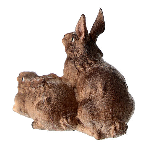 Gruppo conigli presepe Heimatland 12 cm legno dipinto Val Gardena 4