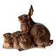 Grupo coelhos presépio de madeira pintada do Val Gardena Heimatland 9,5 cm s1