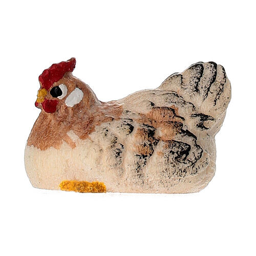 Gallina seduta 12 cm presepe Heimatland legno dipinto Val Gardena 1