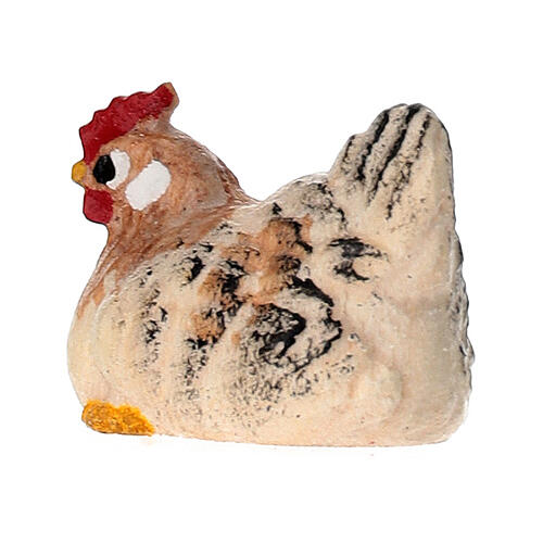 Gallina seduta 12 cm presepe Heimatland legno dipinto Val Gardena 3