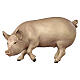 Pig figurine for 9.5 cm Heimatland Nativity Scene, Val Gardena, painted wood s1